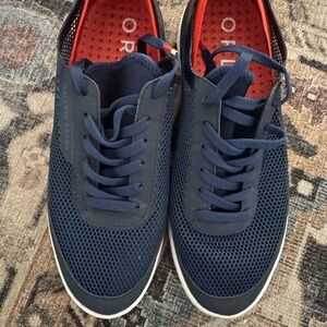 Orlebar Brown Navy Mesh Sneakers with Red Insole